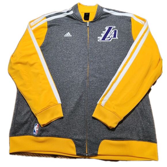 adidas Other - Los Angeles LAKERS Warm Up Jacket by ADIDAS Gray / Yellow Zip Front NBA Size 2XL